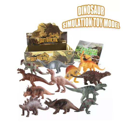 GO13-12 ตัว/กล่อง ไดโนเสาร์จำลองของเล่น วัสดุนิ่ม สัตว์ยาง มีกล่องBoxset โมเดลไดโนเสาร์ ของเล่นเสริมพัฒนาการ