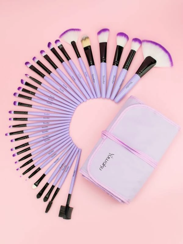 เซต แปรงแต่งหน้า 32 ชิ้น และ กระเป๋าใส่ของ พับได้ e-42