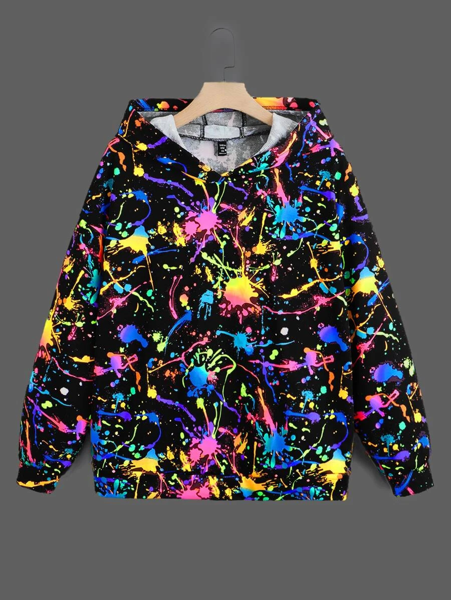 ฮู้ดดี้ สะท้อนแสง พิมพ์ลาย การกระเซ็นของหมึก  cc-34