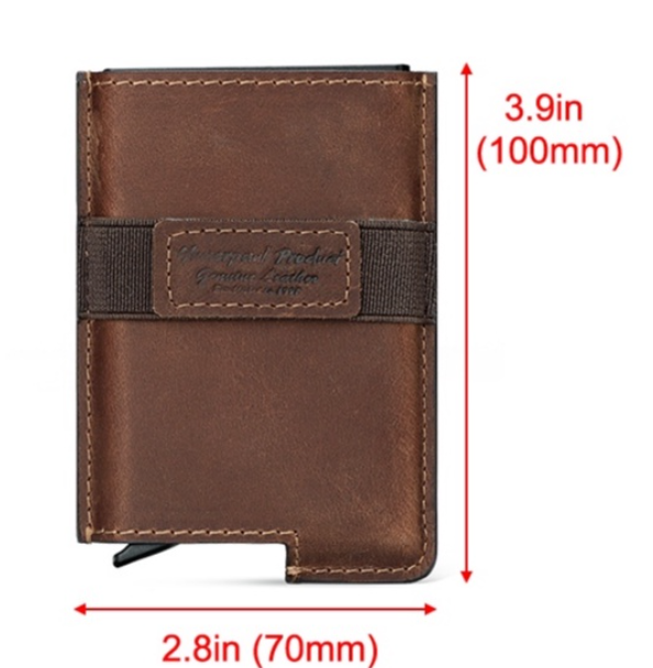 RAY96-HUMERPAUL กระเป๋าสตางค์ผู้ชายใส่บัตรเครดิตหนังวัวแท้ป้องกันการกระแทก ID Cardholder