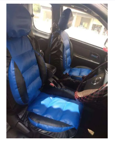 RE84-ชุดหุ้มเบาะรถยนต์ แบบสวมทับ Free Size สีน้ำเงิน-ดำ ชุดหุ้มเบาะรถ ชุดคู่หน้า ใช้ได้ทั้งรถกระบะและรถเก๋ง