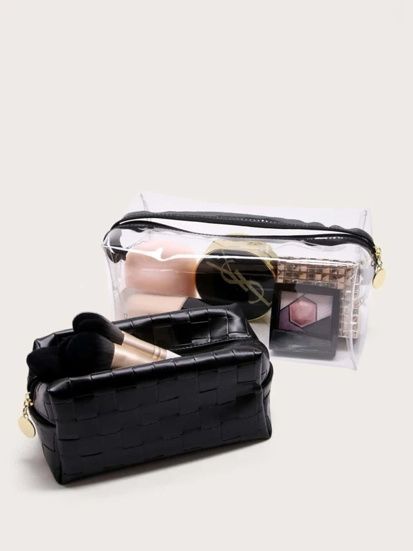 กระเป๋าเครื่องสำอางลายทอ 2 ใบ  ค-32