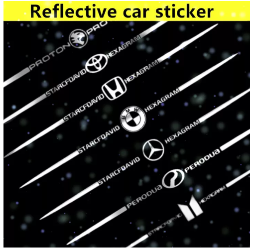 JN20-【Ann-Car】1PC Laser stickers Reflective Car Logo Stickers car decoration stickers Honda Toyota Isuzu BMW Benz Proton Perodua