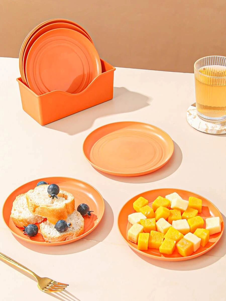 8 ชิ้น สีพื้น จาน & 1 ชิ้น กล่องเก็บของ  ff-6