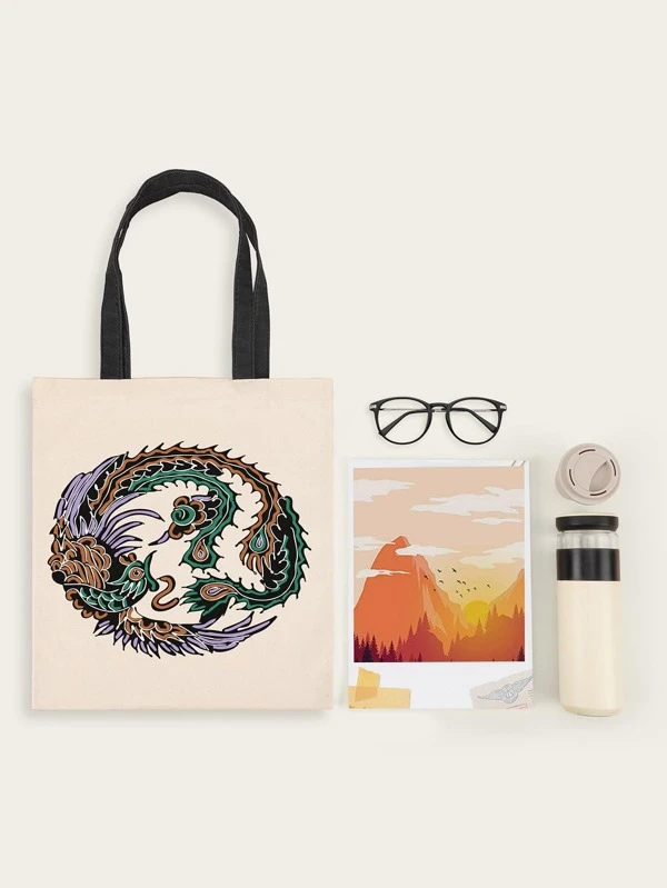 กระเป๋าช้อปปิ้ง ผ้าใบ ลาย นกยูง n-33