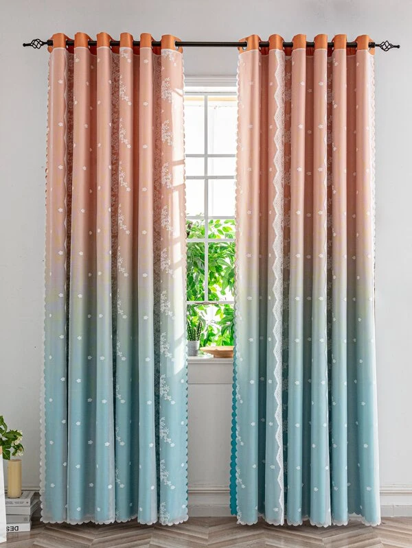 ผ้าม่านทึบแสง ออมเบร ขอบเปลือก แผงเดียว  ผ179