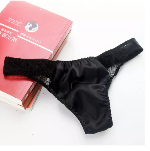 PAN74 กางเกงในผู้หญิงแบบใหม่กางเกงในจีสตริงเซ็กซี่ผ้าไหมหม่อนกางเกงในเซ็กซี่ผ้าซาตินขอบลูกไม้ไร้รอยต่อเอวต่ำสำหรับฤดูใบไม้ผลิ