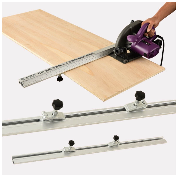 TH122-135ซม เลื่อยวงเดือนไฟฟ้าสำหรับงานไม้,เครื่องตัดพร้อมไม้บรรทัดฟุตไกด์แบบ3 In1ลบมุม45องศาใหม่ รางยึด Guide Ruler เครื่องมื