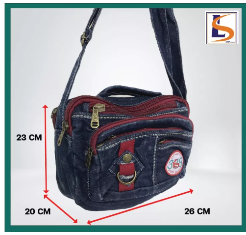 BAG82-กระเป๋าผ้ายีนส์ซิปใหญ่หูถือ