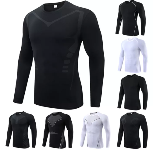 Z88-เสื้อบีบอัดแขนยาว เสื้อยืดผู้ชาย เสื้อสเวตเตอร์แห้งเร็ว กระชับกล้ามเนื้อ เสื้อออกกำลังกาย เสื้อยืดเทรนนิ่ง [กทม. พร้อมส่ง]