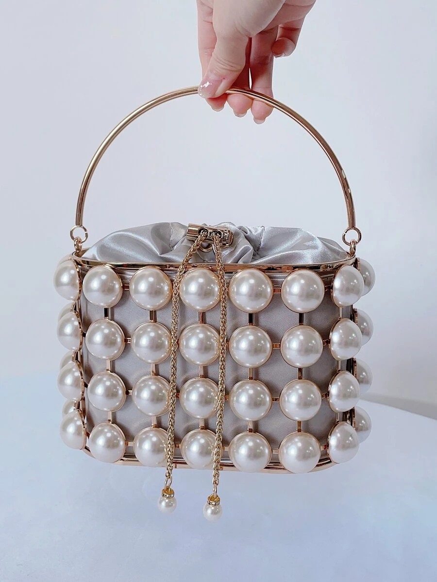 กระเป๋า งานช่วงเย็น มินิ แต่งไข่มุกเทียม และ กระเป๋าบักเก็ต v-3