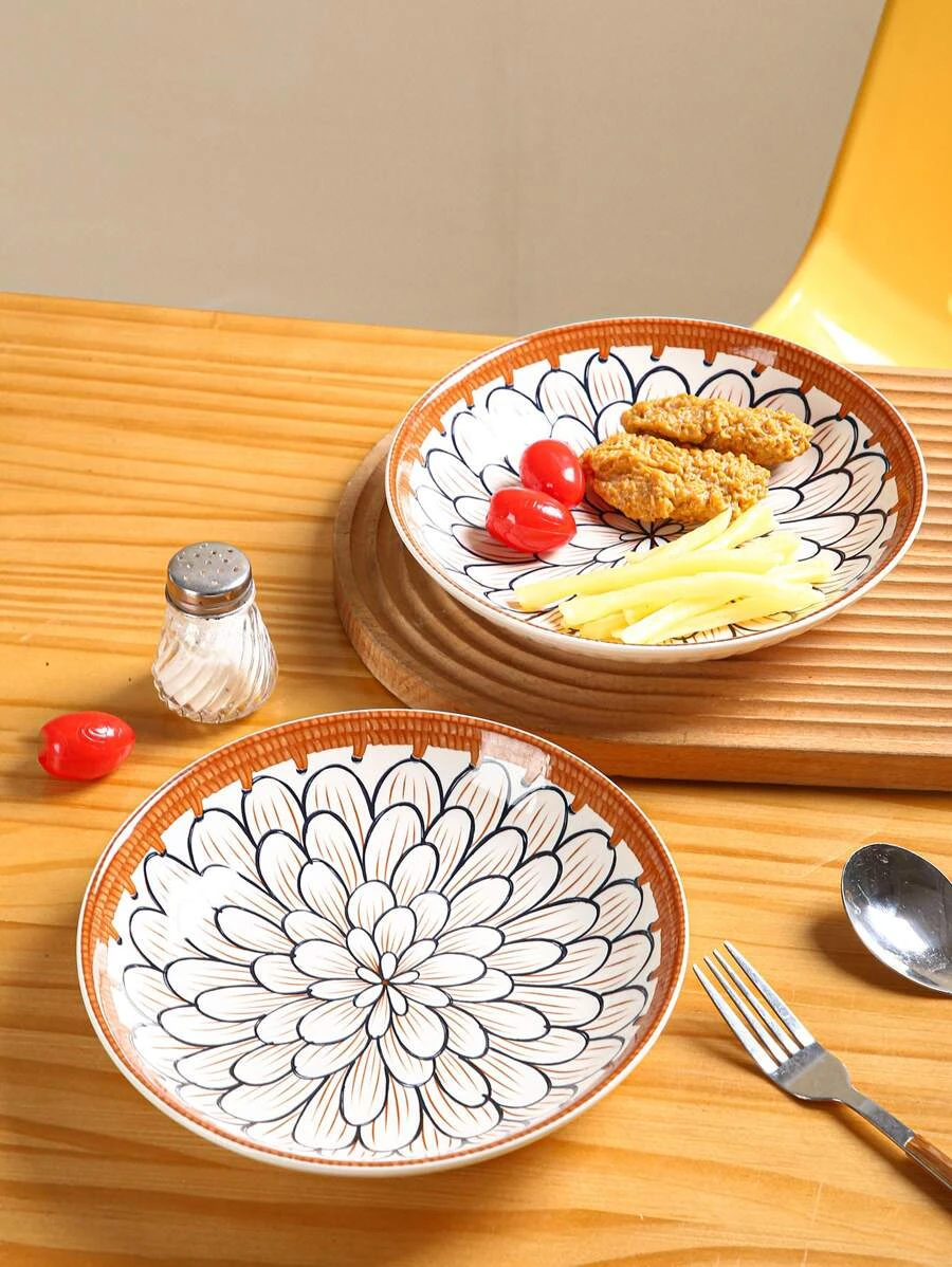 จาน กลม ลาย ดอกไม้ 1 ชิ้น  ff-31