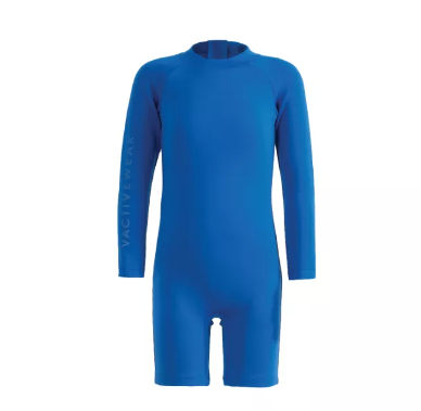 VA02-KIDS COLLECTION BLUE JUMPSUIT SS2022 ชุดว่ายน้ำเด็ก ชุดเต็มตัวซิบหลัง สีน้ำเงิน ผ้าหนา กัน UV UPF 50+