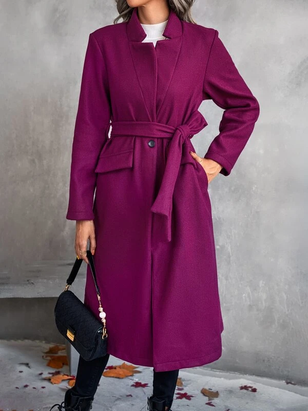 โอเวอร์โค้ท กระเป๋าแนวทแยง แต่งเข็มขัด ก-7