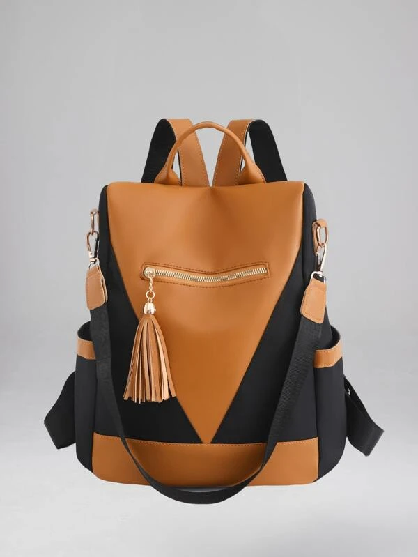 กระเป๋าเป้อเนกประสงค์ ทูโทน ตกแต่ง พู่  ll-21