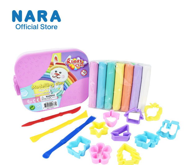 TOY94-NARA Modelling Clay ดินน้ำมันไร้สารพิษ ชุด Box set พร้อมอุปกรณ์และแม่พิมพ์ (สีพาสเพล) *สีกล่องไม่สามารถเลือกได้