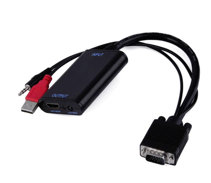 B92-Audio TV AV HDTV Video Cable Converter Adapter+VGA Male To HDMI Output 1080 HD