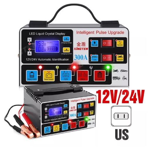 JIM17-24V 12V เครื่องชาร์จแบตเตอรี่รถยนต์ เครื่องชาร์จ ตัวชาร์จแบตเตอรี่ เครื่องชาร์จอัจฉริยะและซ่อมแบตเตอรี่รถยนต์ Pulse Repair Charger6-180AH