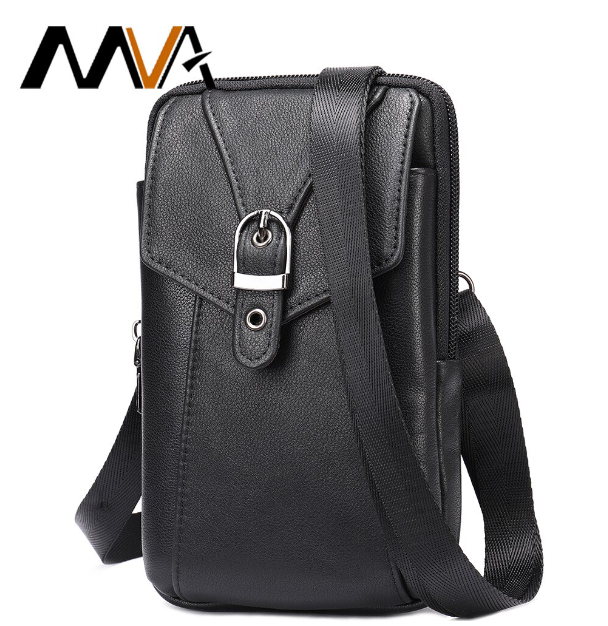 HU57-MVA แท้ผู้ชายกระเป๋าคาดอกหนังโทรศัพท์มือถือกุญแจบุหรี่ขนาดเล็กเอวแพ็คกระเป๋า Cowhide Hook