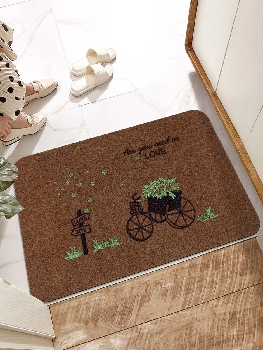 พรมหน้าประตู จักรยาน & หญ้า ลวดลาย 1 ชิ้น jj-15