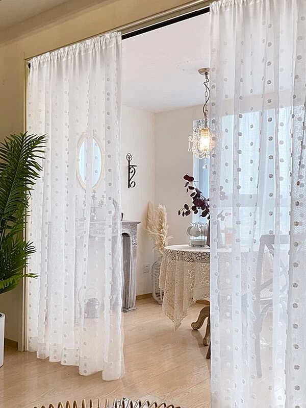 ผ้าม่านโปร่งบานเดี่ยว ลายสวิสดอต  014