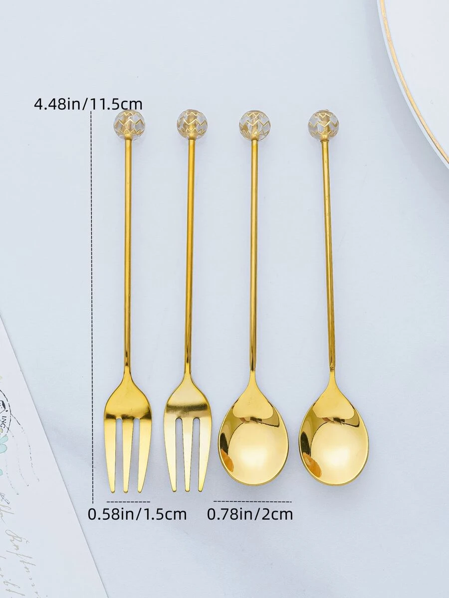 ชุดช้อนส้อม ตกแต่ง ลูกบอล 2 ชิ้น  hh-15