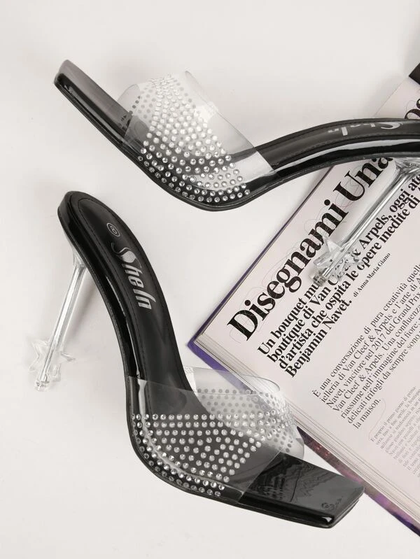 รองเท้าส้นสูง Lucite สี่เหลี่ยม ทรงหัวปากปลา โลหะ ดาว l-47