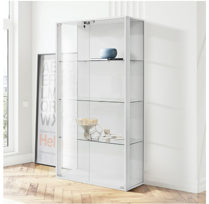 (H-007) SB Design Square ตู้โชว์กระจก LOOMS รุ่น Gaelan ขนาด 80 ซม. สีขาว (80x40x160 ซม.)