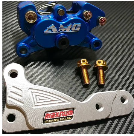 FU145-ปั้มล่าง 4 พอต (เล็ก) เวฟ 110i เก่า/ใหม่ เวฟ125i ปลาวาฬ+ ขาจับปั้มคาลิปเปอร์ จานเดิมโช้คเดิม + น็อต 2 ตัว อะไหล่แต่งมอร์ไซค์