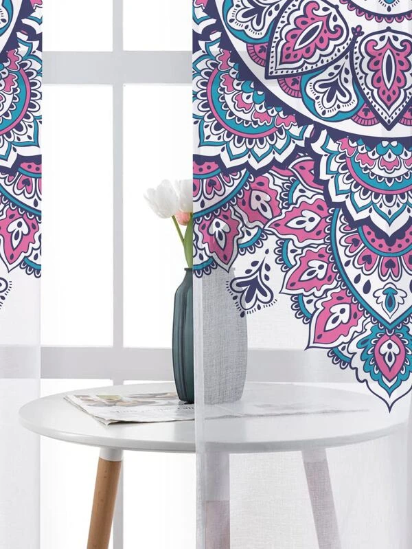 ผ้าม่าน ผ้าโปร่ง ลาย มันดาลา  ผ155