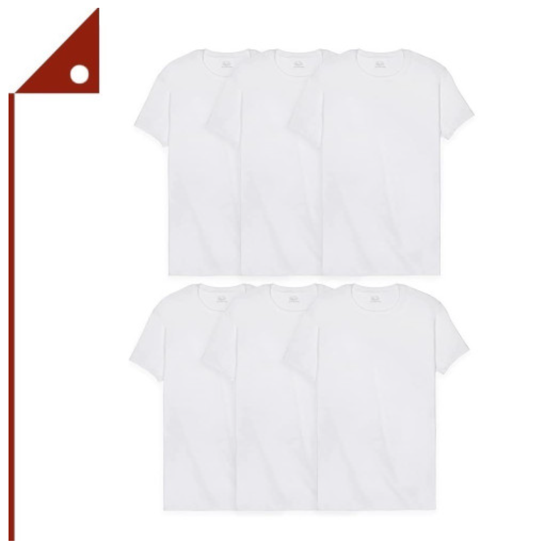 PE15-Fruit of the Loom : FOLMEW-L* เสื้อยืดคอกลม Men's Eversoft Stay Tucked Crew T-Shirt 6-pk. White-Larg