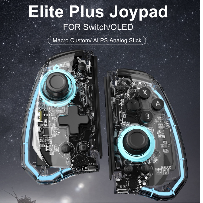 ROM40-Iine Nintendo Swtich Elite Plus Joypad ALPS จอยสติ๊กอนาล็อก ไม่มี Deadzone ไม่ลอยน้ํา พร้อมไฟ สําหรับ Nintendo Swtich Lite OLED