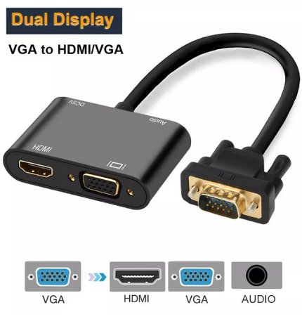GE56-2 in 1 vga to vga hdmi splitter อะแดปเตอร์แปลงเสียงรองรับ dual display สําหรับโปรเจคเตอร์ hdtv multi - port vga