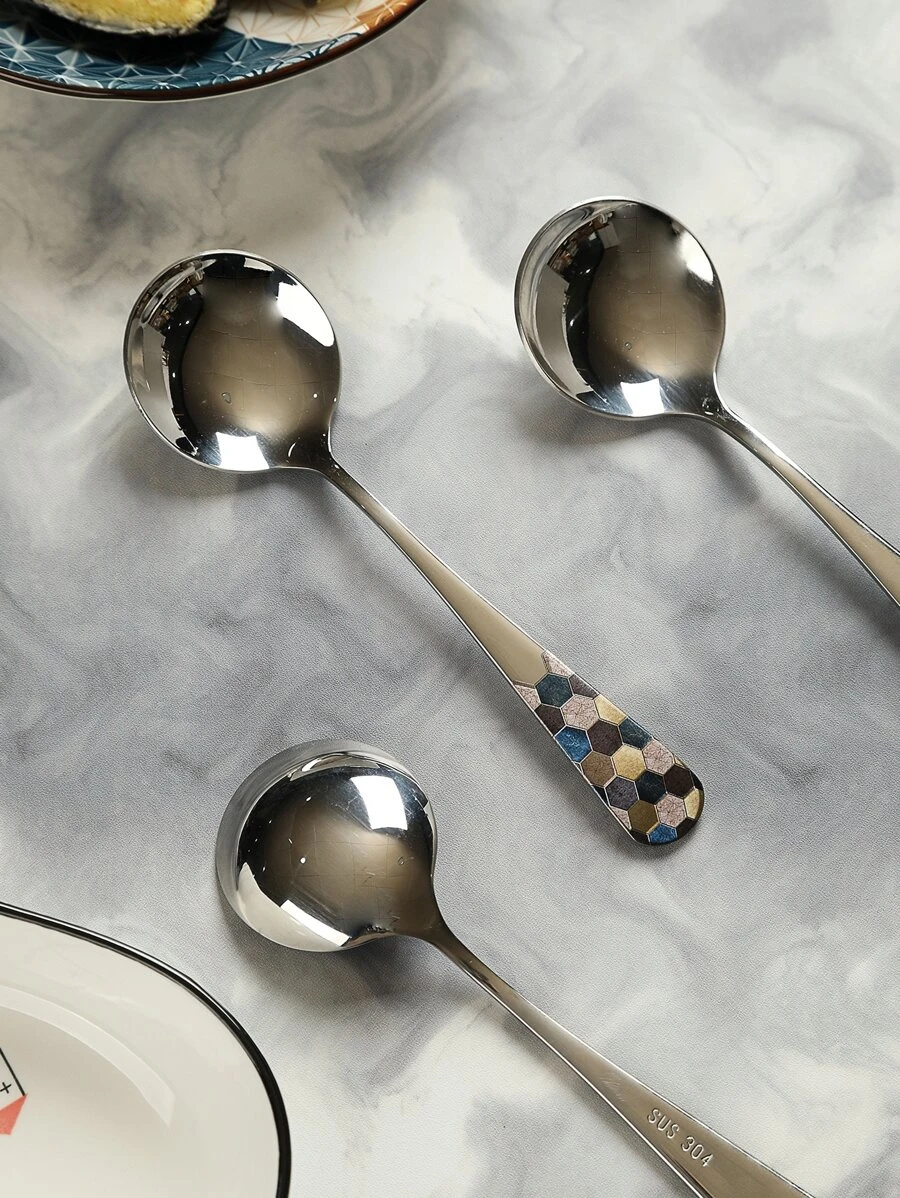 ช้อน ลวดลาย เรขาคณิต สุ่ม 1 ชิ้น  hh-66