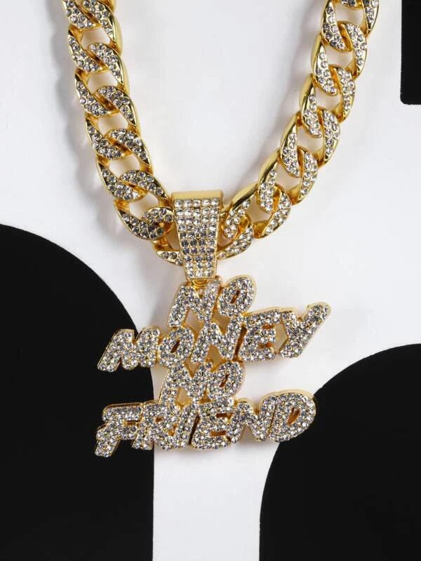 ผู้ชาย สร้อยคอ พลอยเทียม จี้ห้อย ตัวอักษร  kk-207