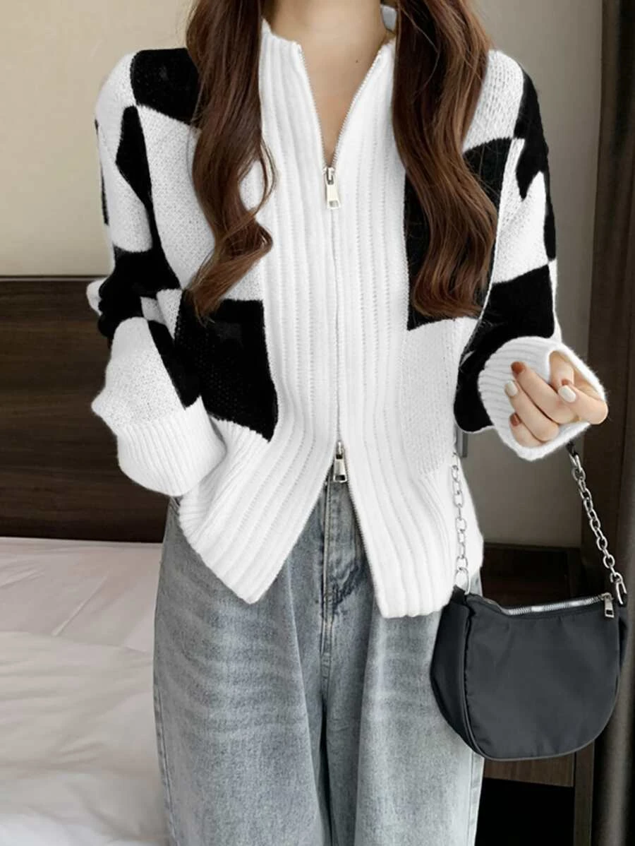 คาร์ดิแกน ลายสก็อต ซิปเต็ม i-87