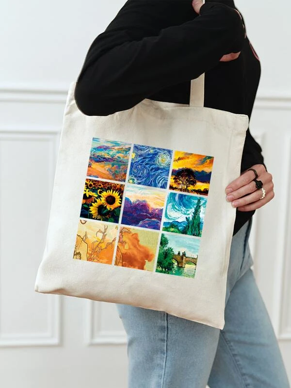 กระเป๋าผ้าผู้หญิง กราฟฟิค สองมือจับ ทันสมัย n-56