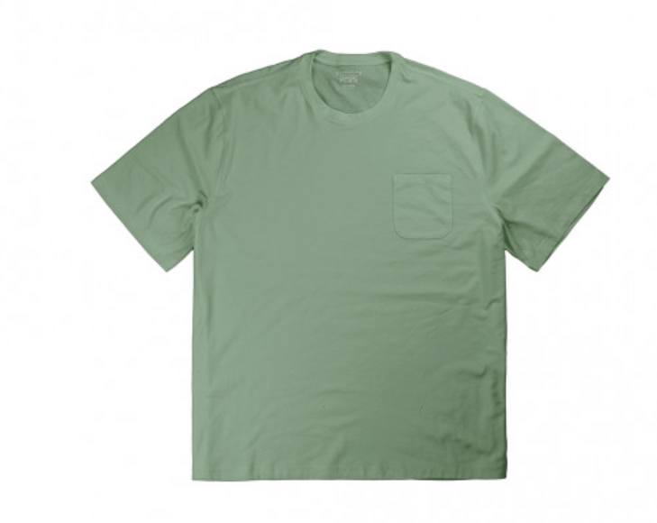 PE21-POCKET TEE คอกลมสีเขียวขี้ม้า