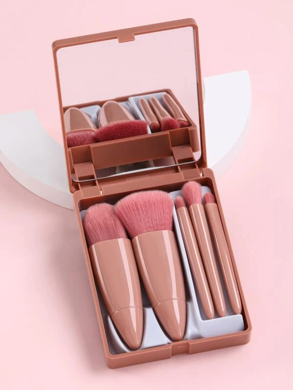 แปรงแต่งหน้า 5 ชิ้น พร้อมกล่องเก็บของ e-92