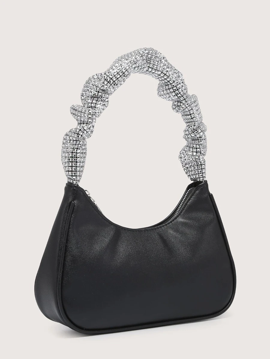 กระเป๋า บาแกตต์ ตกแต่ง พลอยเทียมv-57