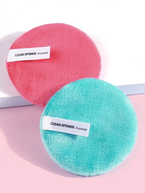 พัฟล้างเครื่องสำอาง ใช้ซ้ำได้ & ซักได้ 2 ชิ้น d-11