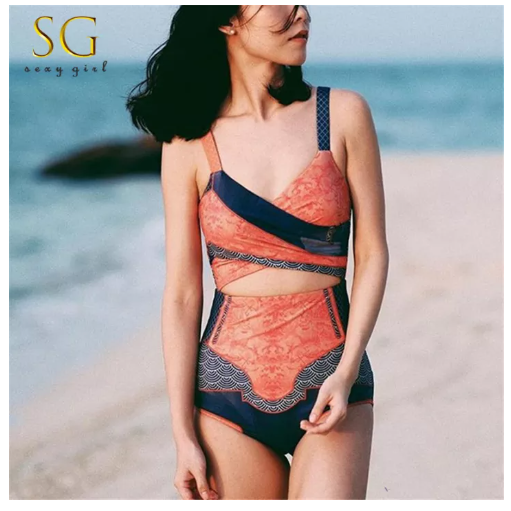 S25 SG ชุดว่ายน้ำใหม่ของไทย สตรี ทรงสลิม คลุมท้อง หลังสวย แฟชั่น ลายอนุรักษ์ บิกินี่ชิ้นเดียว-967