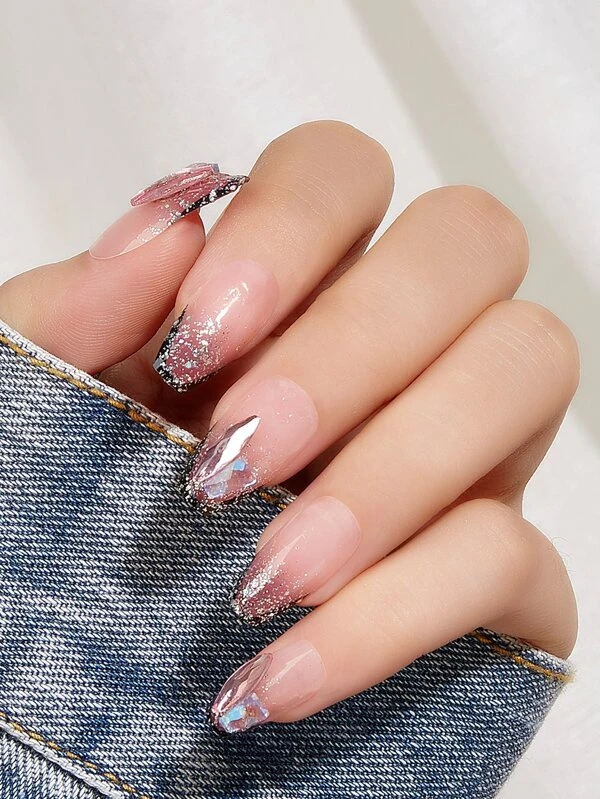 24 ชิ้น ยาว คอฟฟิน 3D ตกแต่ง หัวใจ เล็บปลอม & เทปกาว 1 แผ่น & ตะไบเล็บ 1 ชิ้น c-89