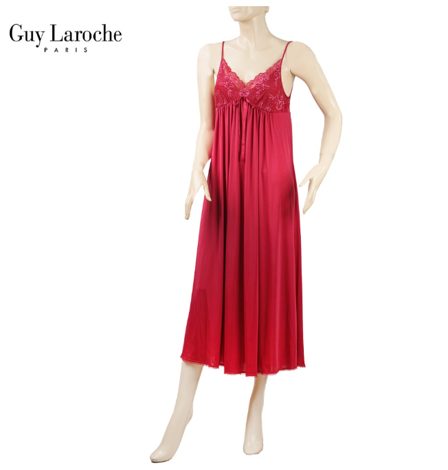 SA15>ชุดนอน แบรนด์ GUY LAROCHE ผ้า Smooth Knit กระโปรงยาว Maxi Luxury Nightwear GN3J86 ผ้าไนลอนทอพิเศษจาก Japan