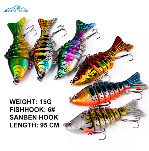 DK38-ชุดเหยื่อตกปลา7ท่อน,คันเบ็ดตกปลาเทียมขนาด9.5ซม./15กรัม