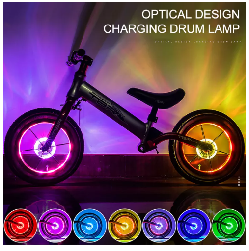 DK37-ดุมล้อจักรยานมีไฟ,สีสันสดใสไฟติดล้อจักรยานชาร์จด้วย USB เพื่อความปลอดภัยในการขี่รถเตือนและตกแต่ง3โหมดหลากสี