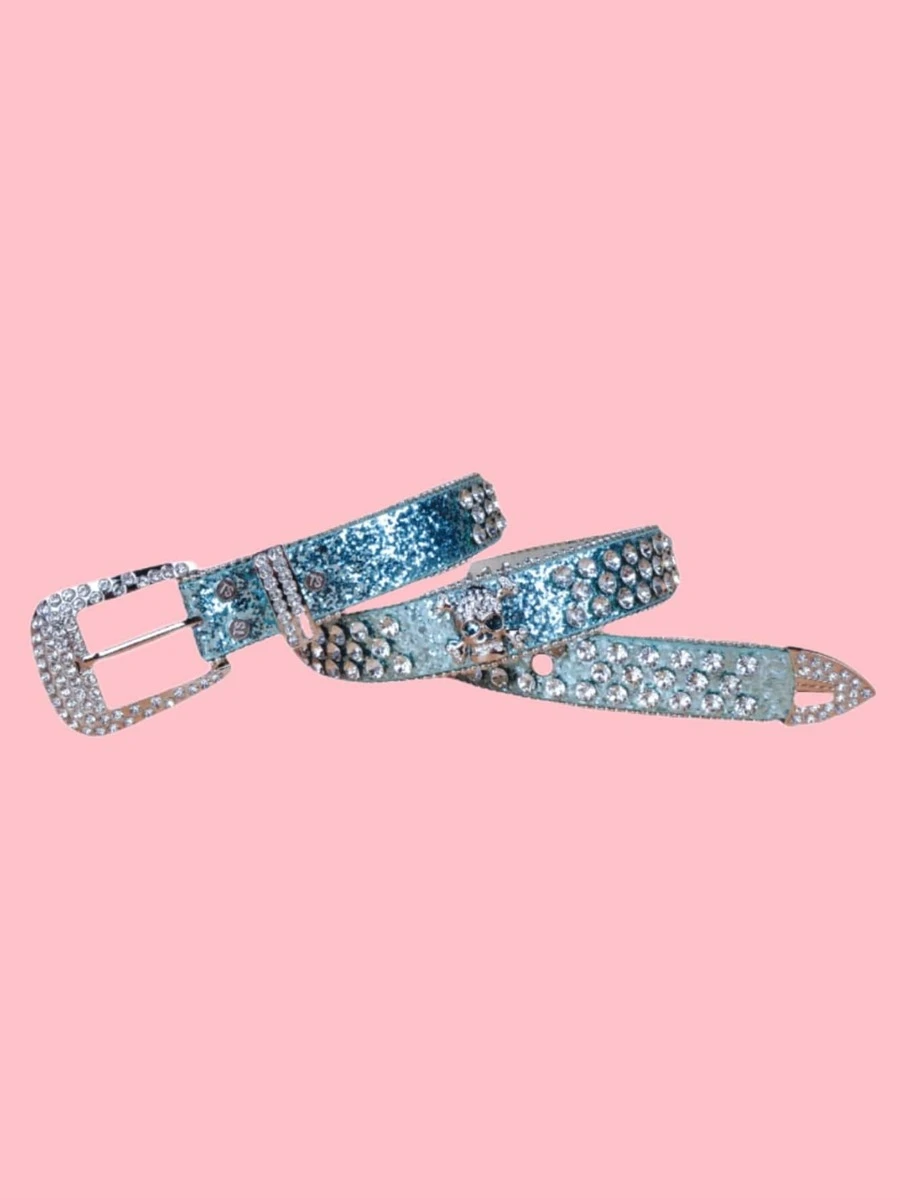 เข็มขัด ติดเพชร และ ลายกะโหลก  l-062