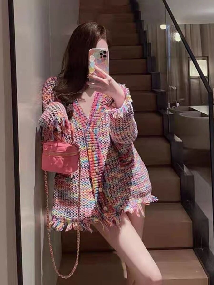 Cardigan โอเวอร์ไซส์สีเรนโบว์น่ารักมากกกก แต่งสีสายรุ้งคิ้วๆ โคเรียเกิร์ลลสุดด  i-10