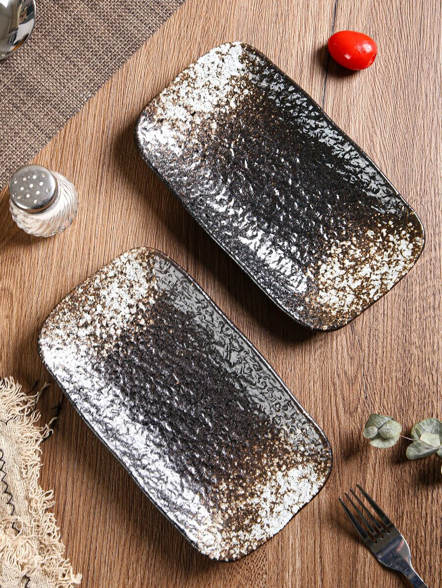 จาน ลายกราฟฟิค สี่เหลี่ยม 1 ชิ้น  ff-35