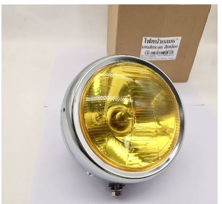 FU180-ไฟหน้ากลม ชุดส่องไฟสว่าง 6นิ้ว เลนล์กระจกสีเหลือง ชุดไฟหน้า เอนกประสงค์ สามารถใส่ใด้กับรถทุกรุ่น